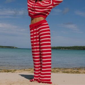 Daily Drills Knit Pants - red and white stripe